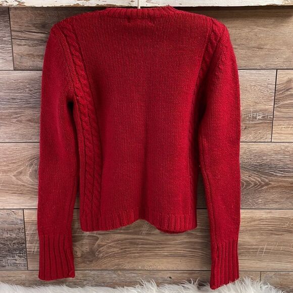 Emotions Ladies Vintage Wool Crew Neck Long Sleeve Pullover Sweater Red Medium - Picture 4 of 5